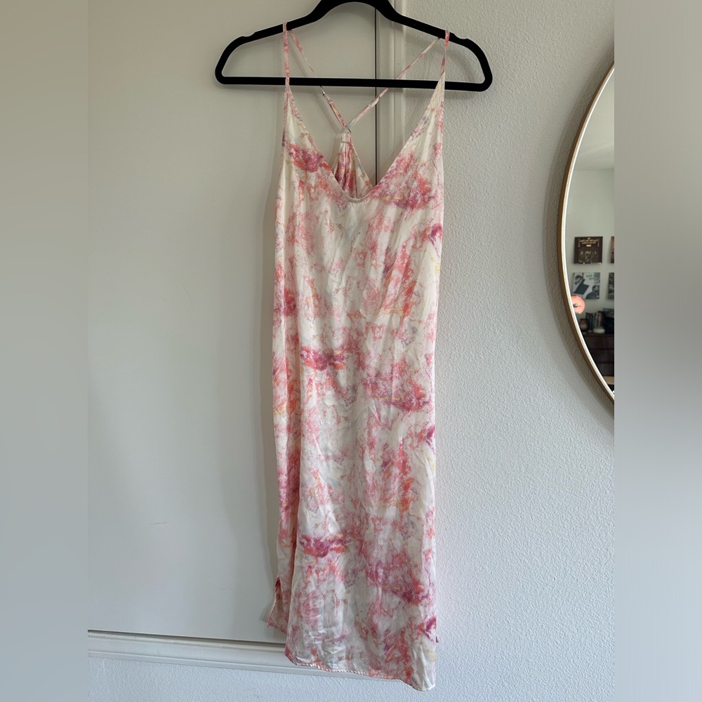 Pink tie dye slip dress
